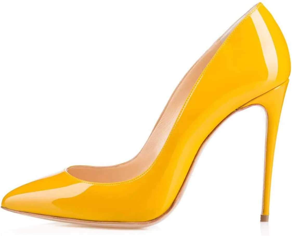 FSJ Women Formal Pointed Toe Pumps High Heel Sexy Stilettos Slip On Office Cute Evening Dress Shoes Size 4-15 US