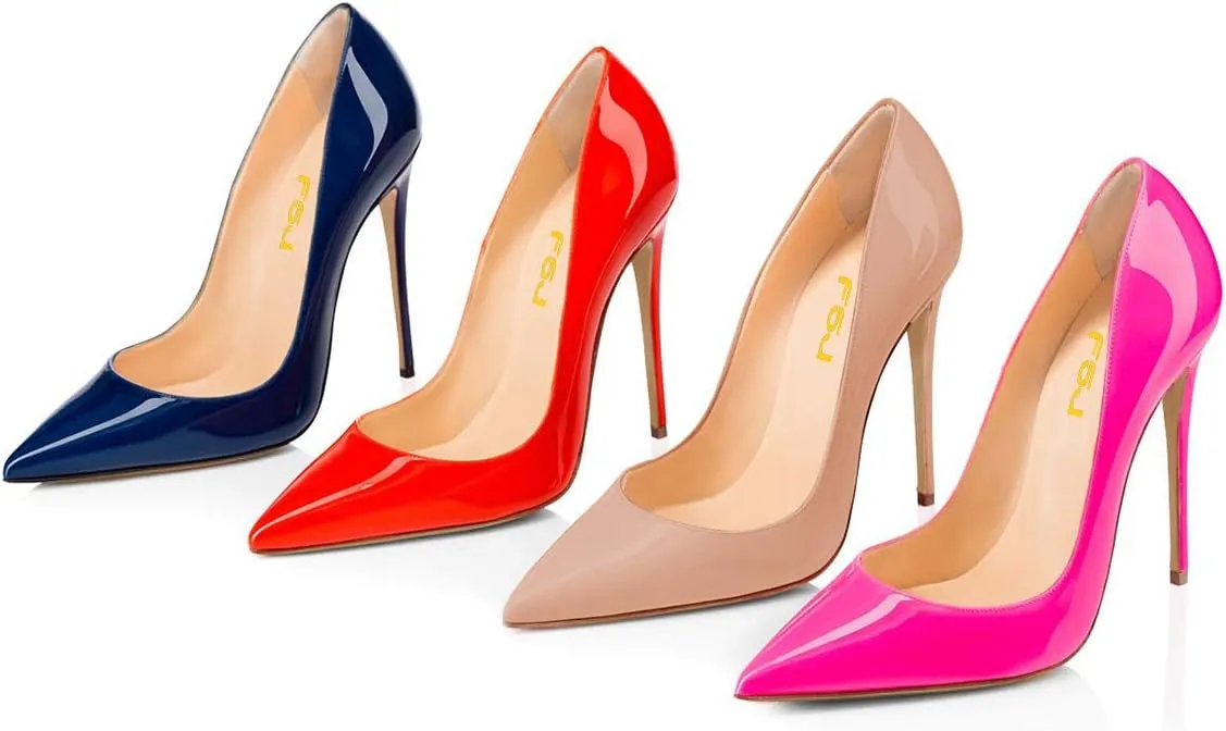 FSJ Women Formal Pointed Toe Pumps High Heel Sexy Stilettos Slip On Office Cute Evening Dress Shoes Size 4-15 US
