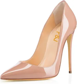 FSJ Women Formal Pointed Toe Pumps High Heel Sexy Stilettos Slip On Office Cute Evening Dress Shoes Size 4-15 US