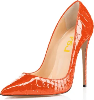 FSJ Women Formal Pointed Toe Pumps High Heel Sexy Stilettos Slip On Office Cute Evening Dress Shoes Size 4-15 US