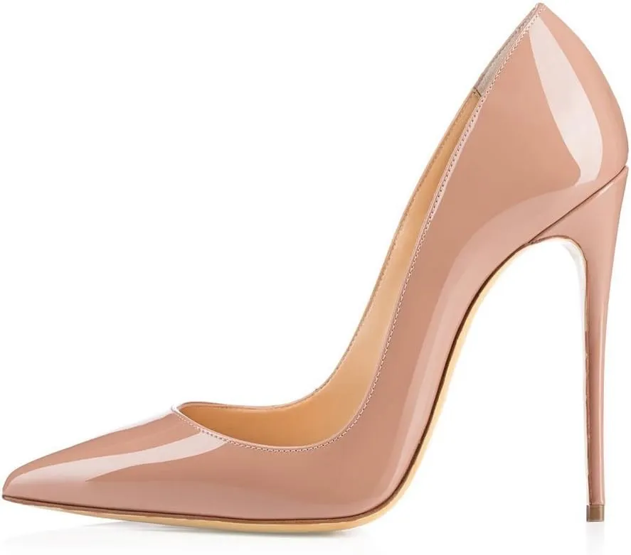 FSJ Women Formal Pointed Toe Pumps High Heel Sexy Stilettos Slip On Office Cute Evening Dress Shoes Size 4-15 US