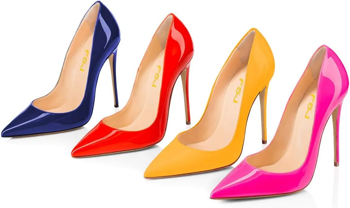 FSJ Women Formal Pointed Toe Pumps High Heel Sexy Stilettos Slip On Office Cute Evening Dress Shoes Size 4-15 US