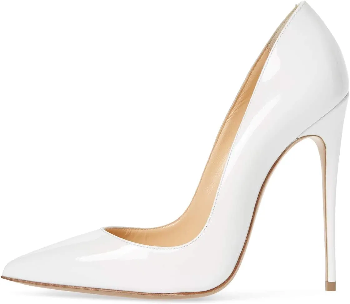 FSJ Women Formal Pointed Toe Pumps High Heel Sexy Stilettos Slip On Office Cute Evening Dress Shoes Size 4-15 US