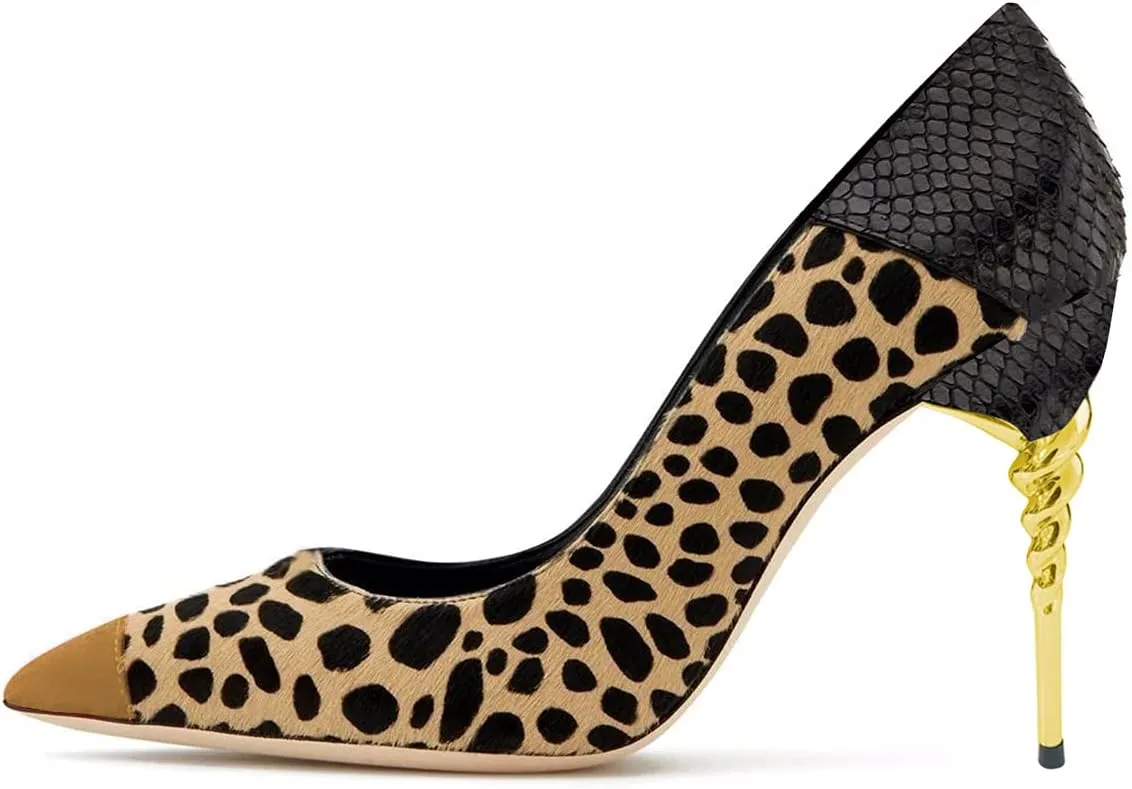 FSJ Women Sexy Leopard Printed Dress Shoes Pointy Toe High Heels Stilettos Pumps Shoe Size 4-15 US