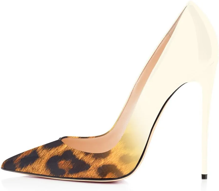 FSJ Women Sexy Leopard Printed Dress Shoes Pointy Toe High Heels Stilettos Pumps Shoe Size 4-15 US