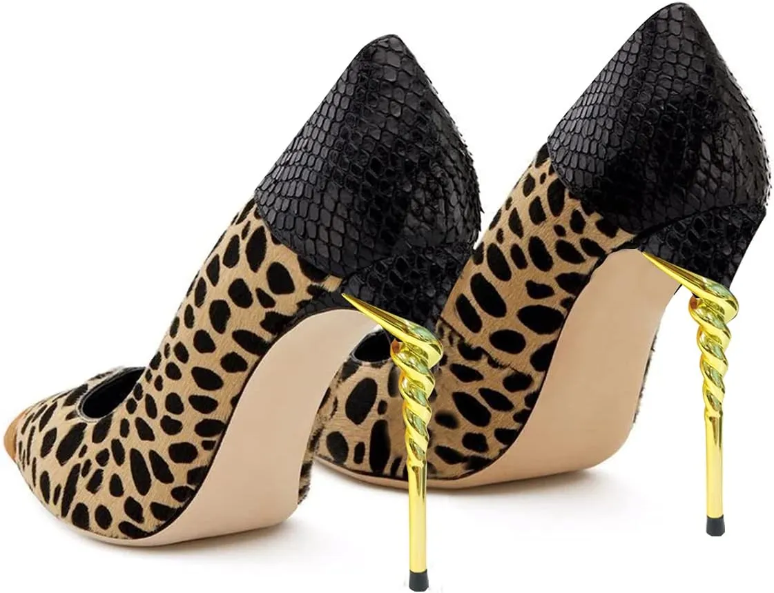 FSJ Women Sexy Leopard Printed Dress Shoes Pointy Toe High Heels Stilettos Pumps Shoe Size 4-15 US