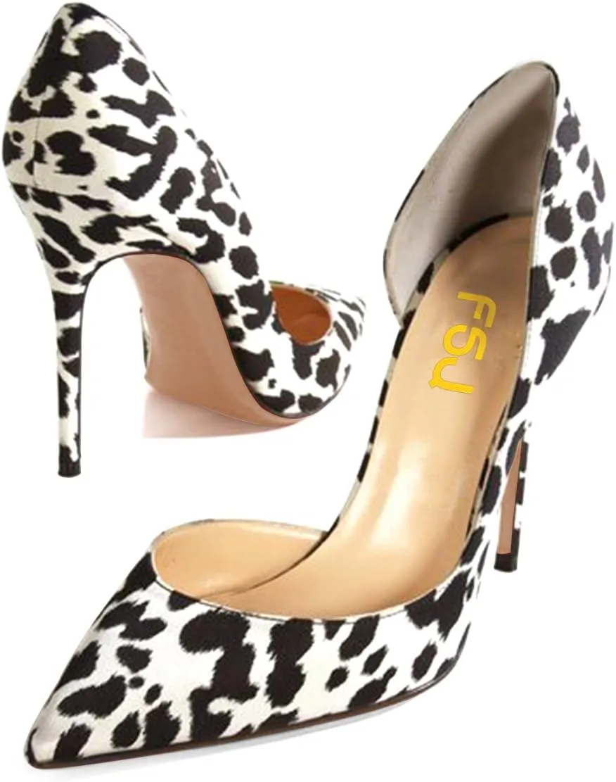 FSJ Women Sexy Leopard Printed Dress Shoes Pointy Toe High Heels Stilettos Pumps Shoe Size 4-15 US