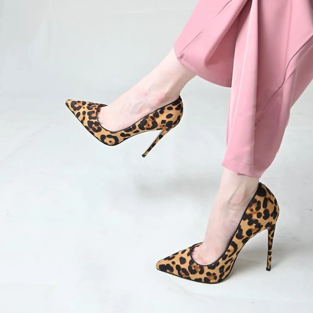 FSJ Women Sexy Leopard Printed Dress Shoes Pointy Toe High Heels Stilettos Pumps Shoe Size 4-15 US