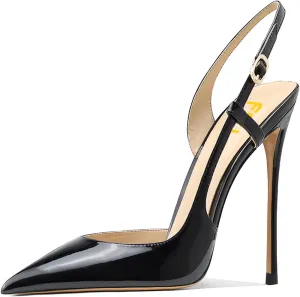 FSJ Women Sexy Pointed Toe D'Orsay High Heel Slingback Pumps Sandals Cutout Strappy Stiletto Slip On Formal Casual Shoes Size 4-15 US