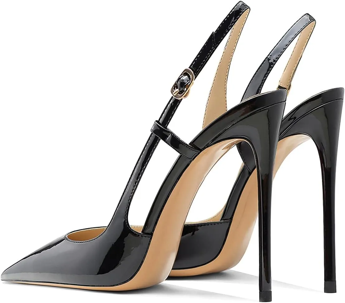 FSJ Women Sexy Pointed Toe D'Orsay High Heel Slingback Pumps Sandals Cutout Strappy Stiletto Slip On Formal Casual Shoes Size 4-15 US