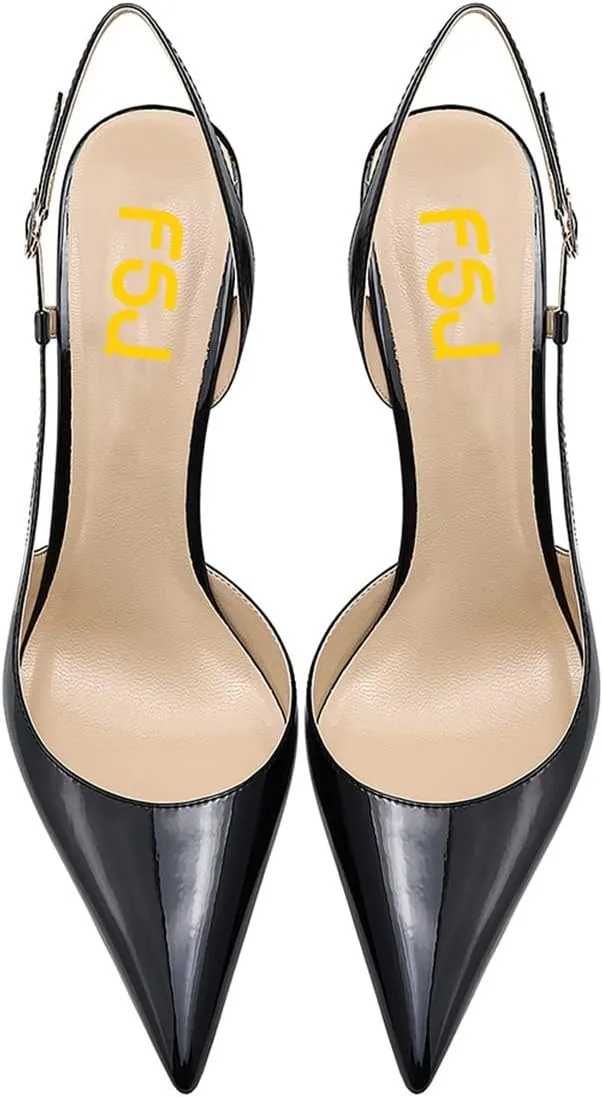 FSJ Women Sexy Pointed Toe D'Orsay High Heel Slingback Pumps Sandals Cutout Strappy Stiletto Slip On Formal Casual Shoes Size 4-15 US