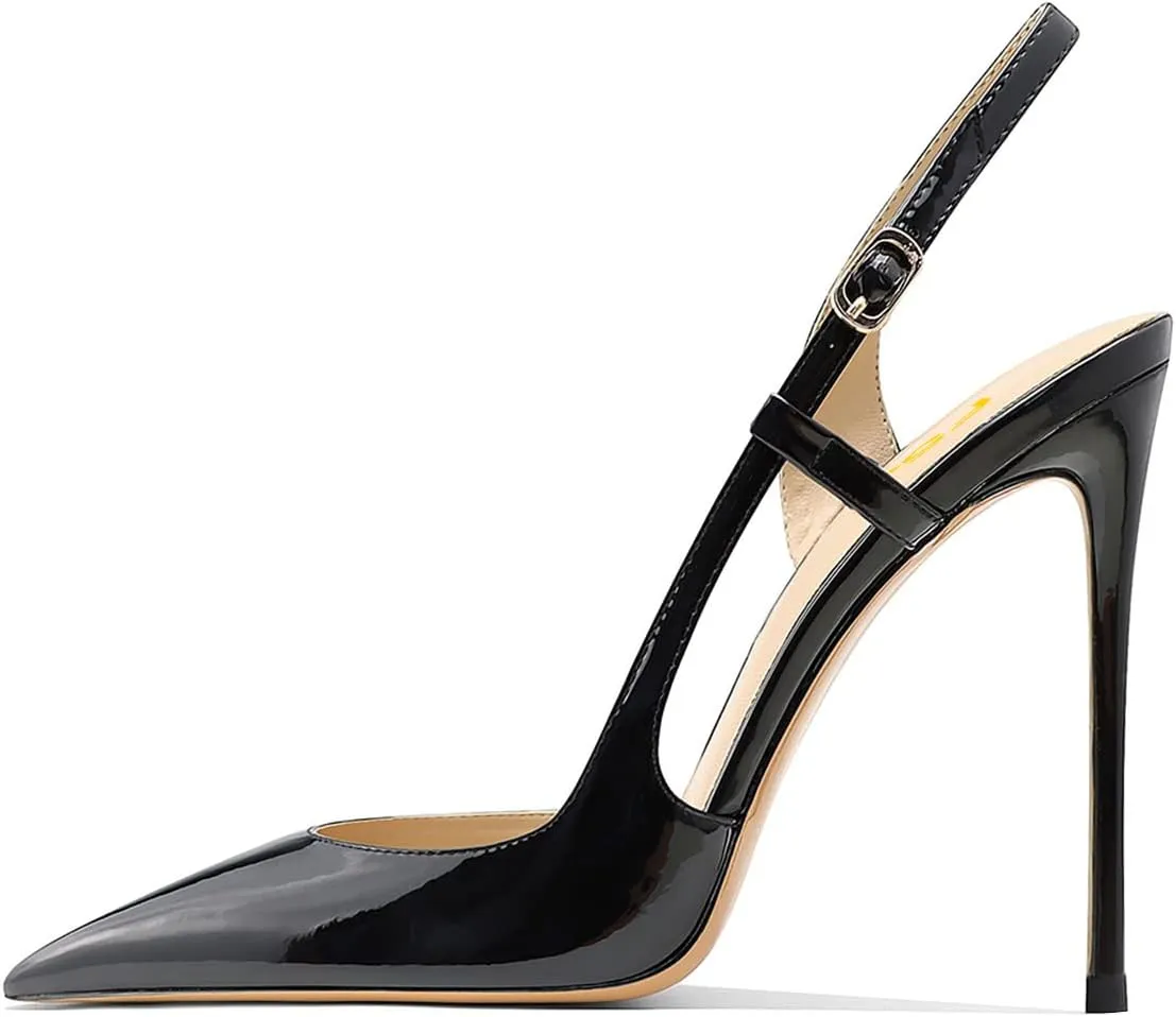 FSJ Women Sexy Pointed Toe D'Orsay High Heel Slingback Pumps Sandals Cutout Strappy Stiletto Slip On Formal Casual Shoes Size 4-15 US