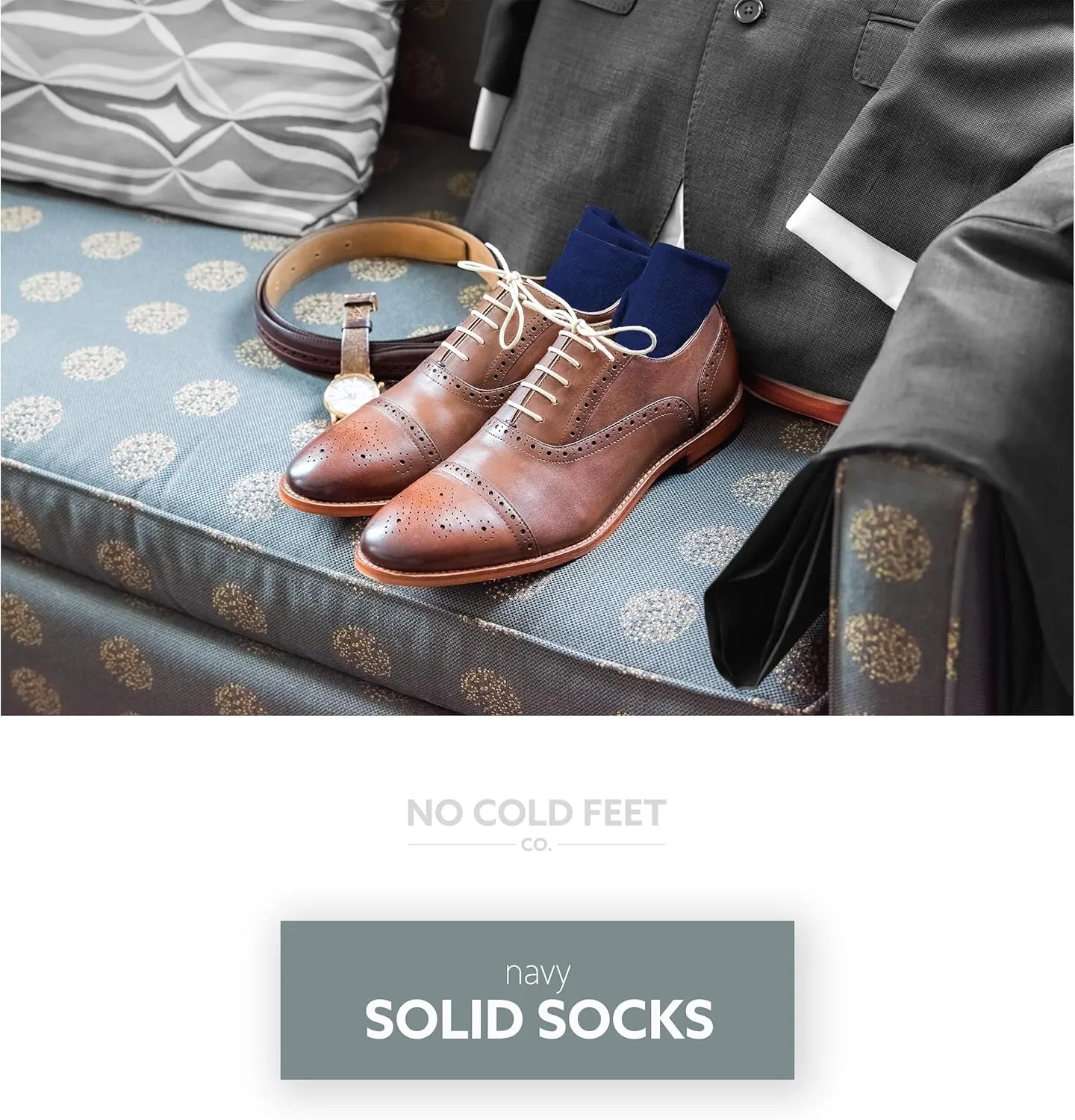 Fun Blue Colorful Novelty Socks for Men for Dress Casual Formal Groomsmen Wedding, 4 Pack