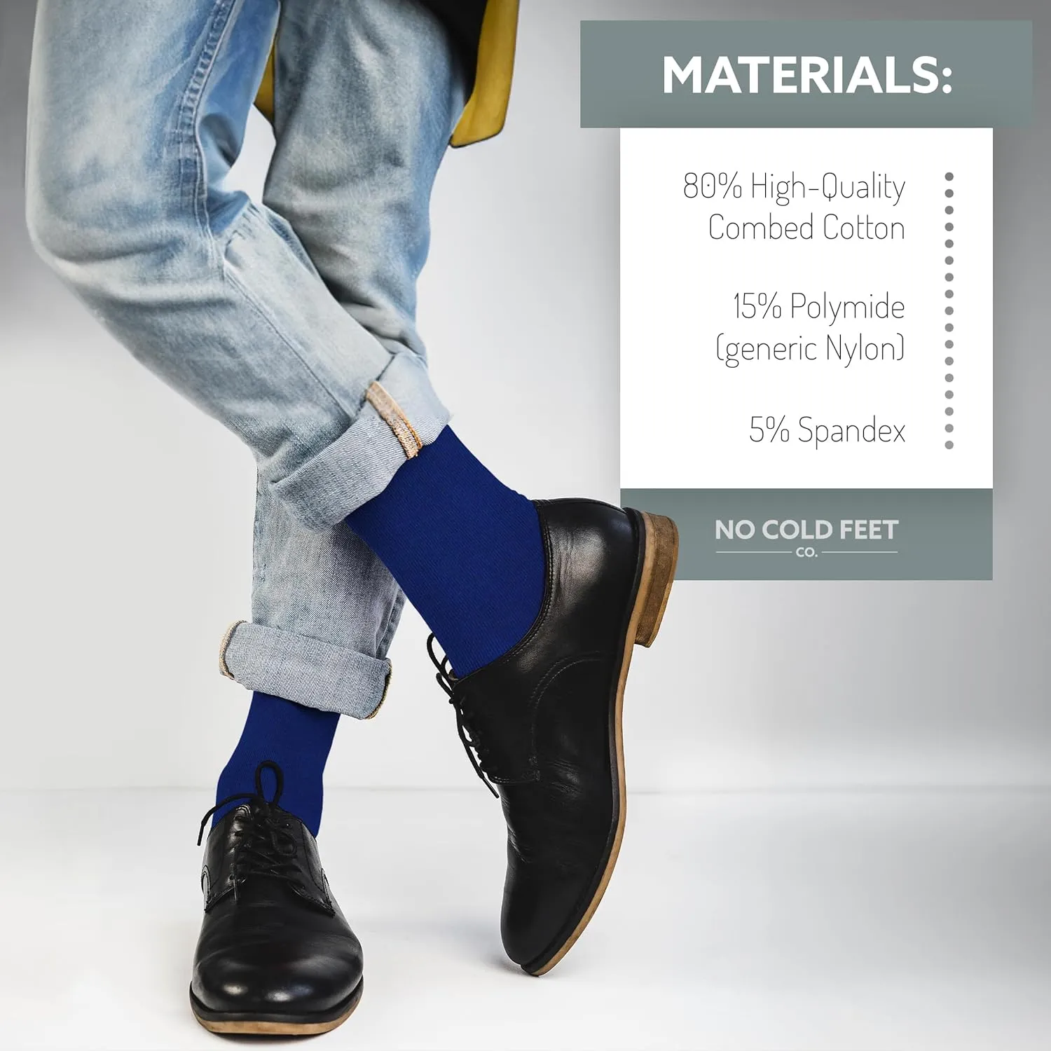 Fun Blue Colorful Novelty Socks for Men for Dress Casual Formal Groomsmen Wedding, 4 Pack