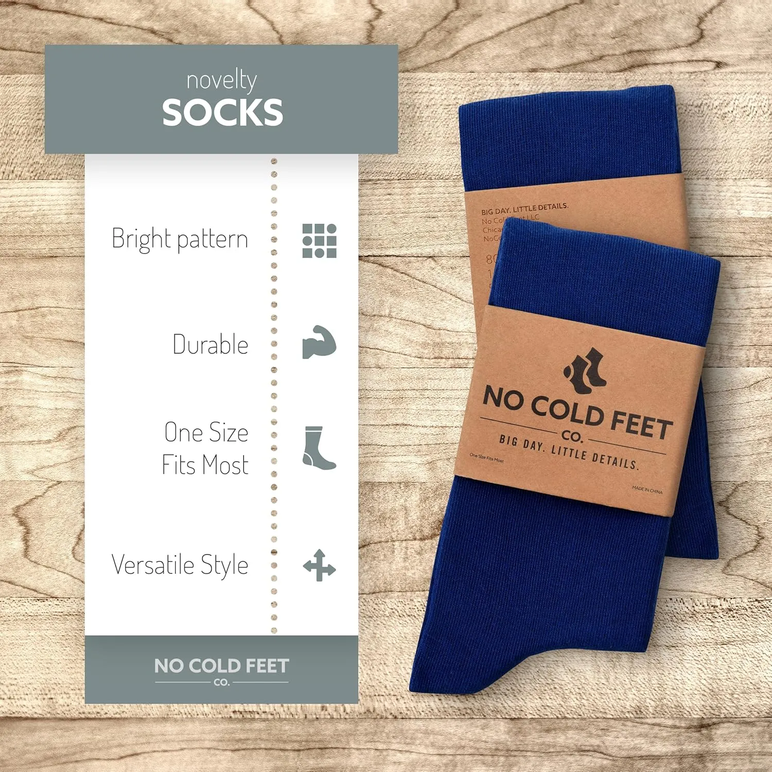 Fun Blue Colorful Novelty Socks for Men for Dress Casual Formal Groomsmen Wedding, 4 Pack