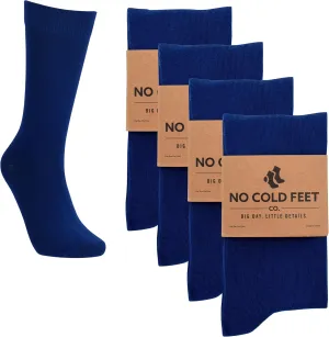 Fun Blue Colorful Novelty Socks for Men for Dress Casual Formal Groomsmen Wedding, 4 Pack