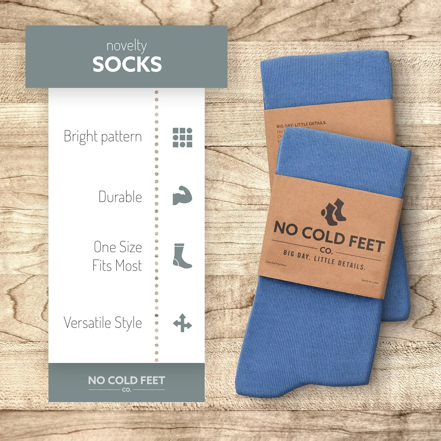 Fun Blue Colorful Novelty Socks for Men for Dress Casual Formal Groomsmen Wedding, One Pair