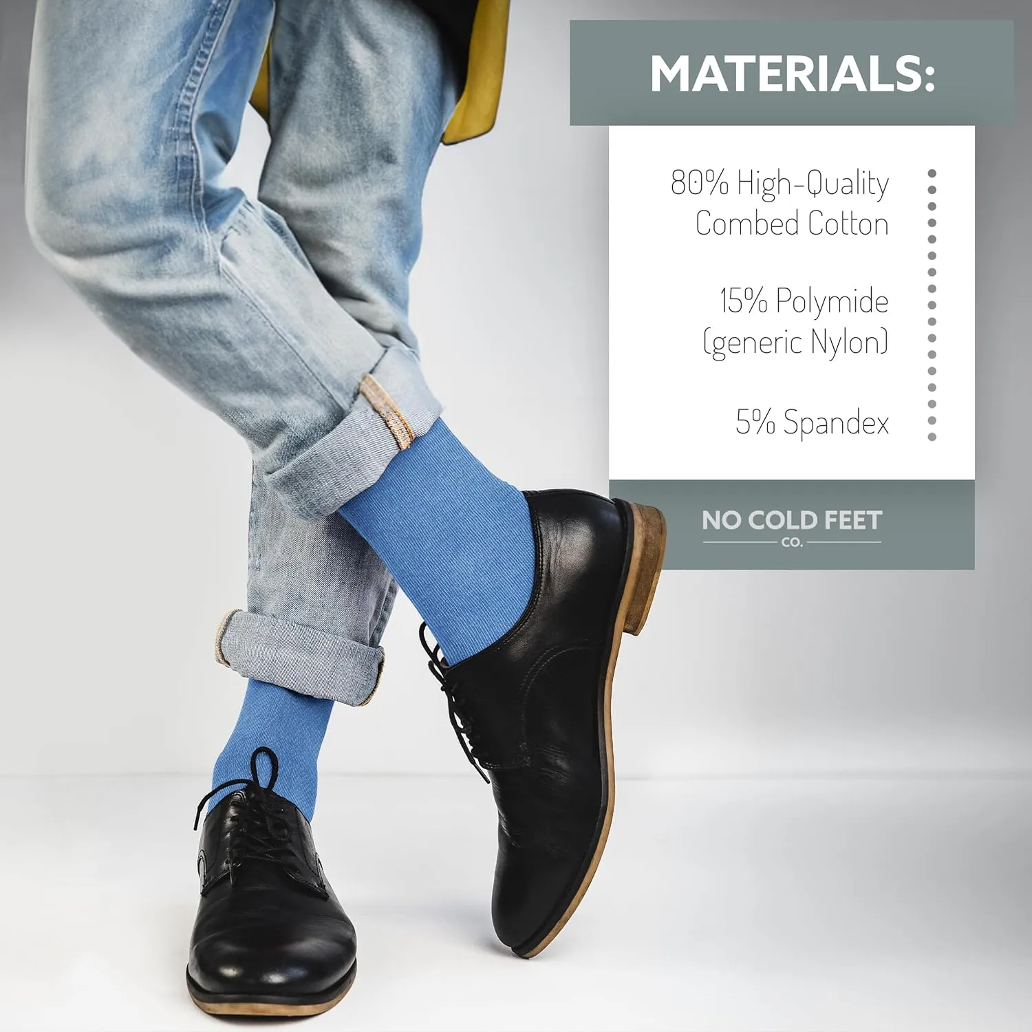 Fun Blue Colorful Novelty Socks for Men for Dress Casual Formal Groomsmen Wedding, One Pair
