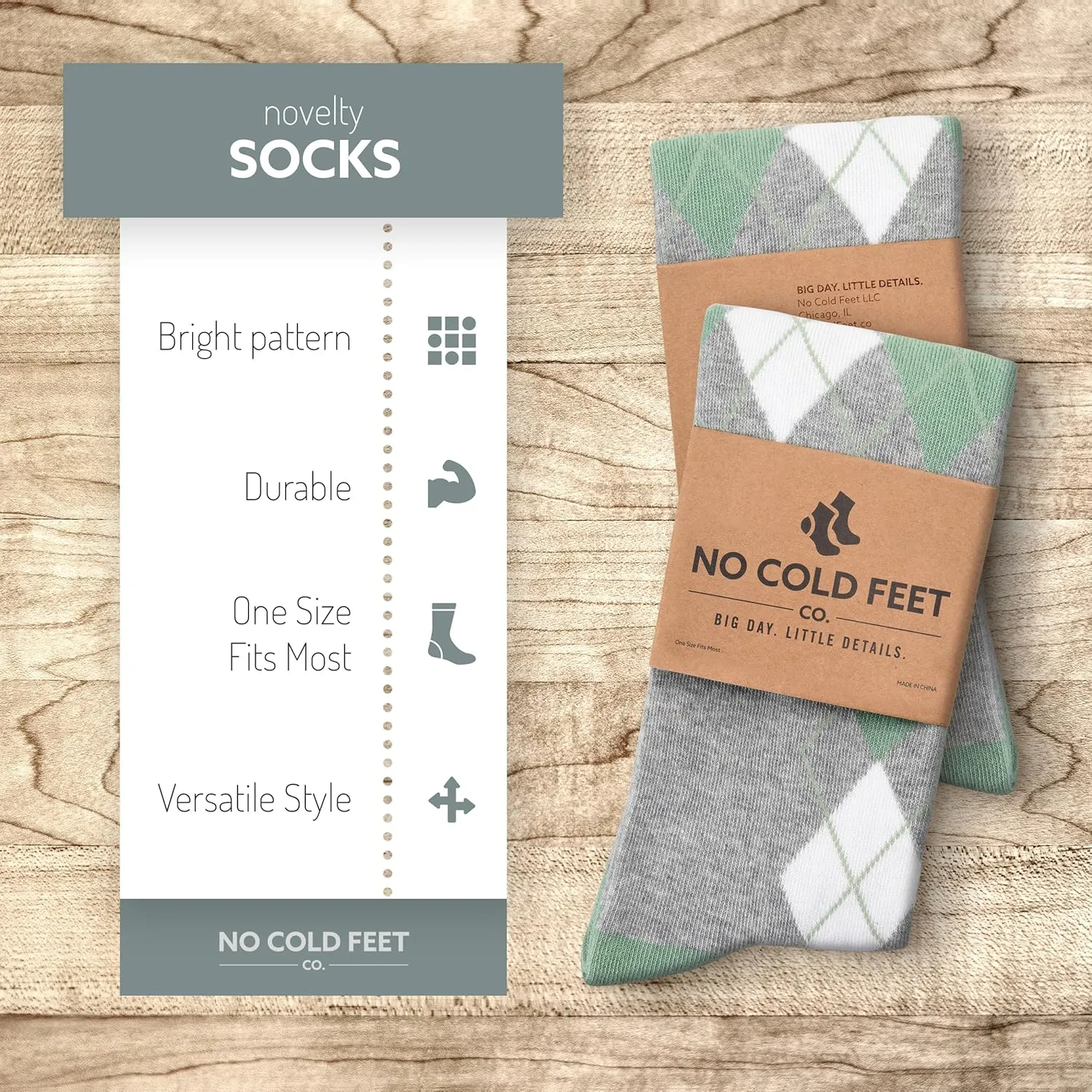 Fun Green Colorful Novelty Socks for Men for Dress Casual Formal Groomsmen Wedding, 2 Pack