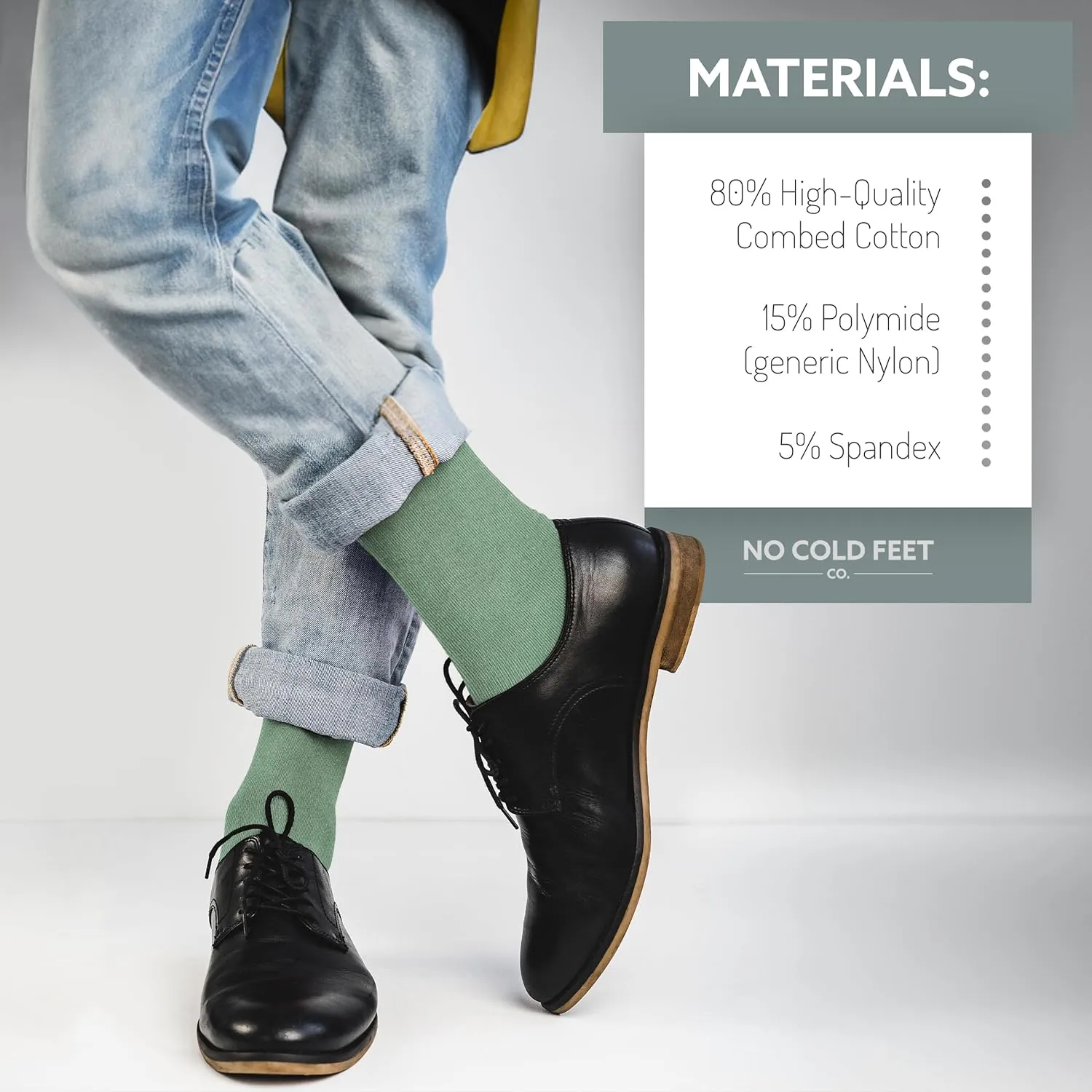 Fun Green Colorful Novelty Socks for Men for Dress Casual Formal Groomsmen Wedding, 6 Pack