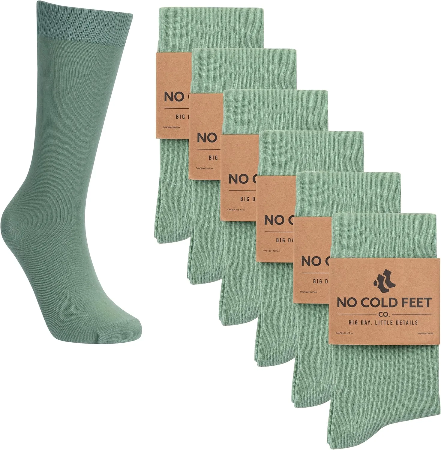 Fun Green Colorful Novelty Socks for Men for Dress Casual Formal Groomsmen Wedding, 6 Pack