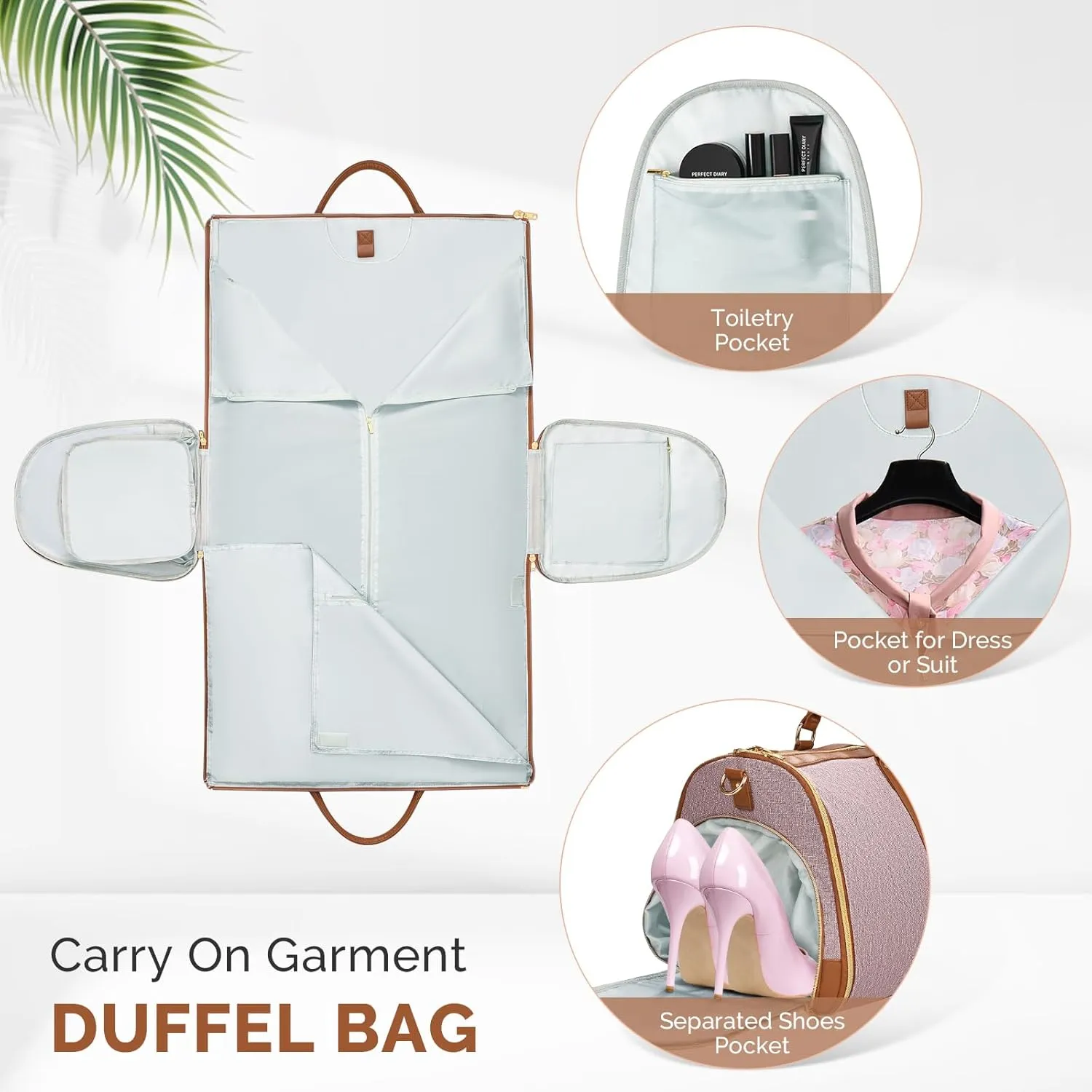 Garment Bag for Travel, Convertible Carry-On Duffel with Shoe Compartment, Waterproof & Wrinkle-Free Suit Carrier for Business Trips & Weekend Getaways, Foldable & Lightweight