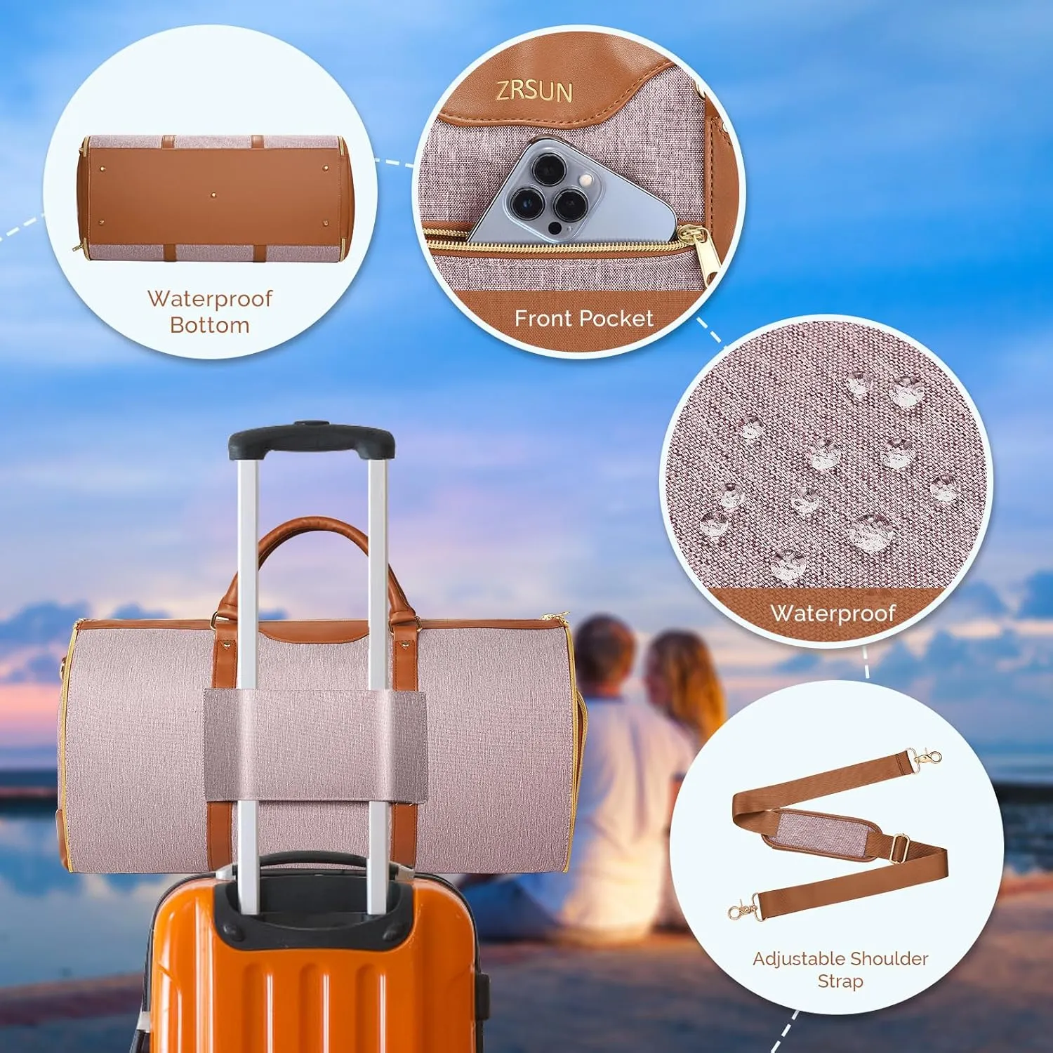 Garment Bag for Travel, Convertible Carry-On Duffel with Shoe Compartment, Waterproof & Wrinkle-Free Suit Carrier for Business Trips & Weekend Getaways, Foldable & Lightweight