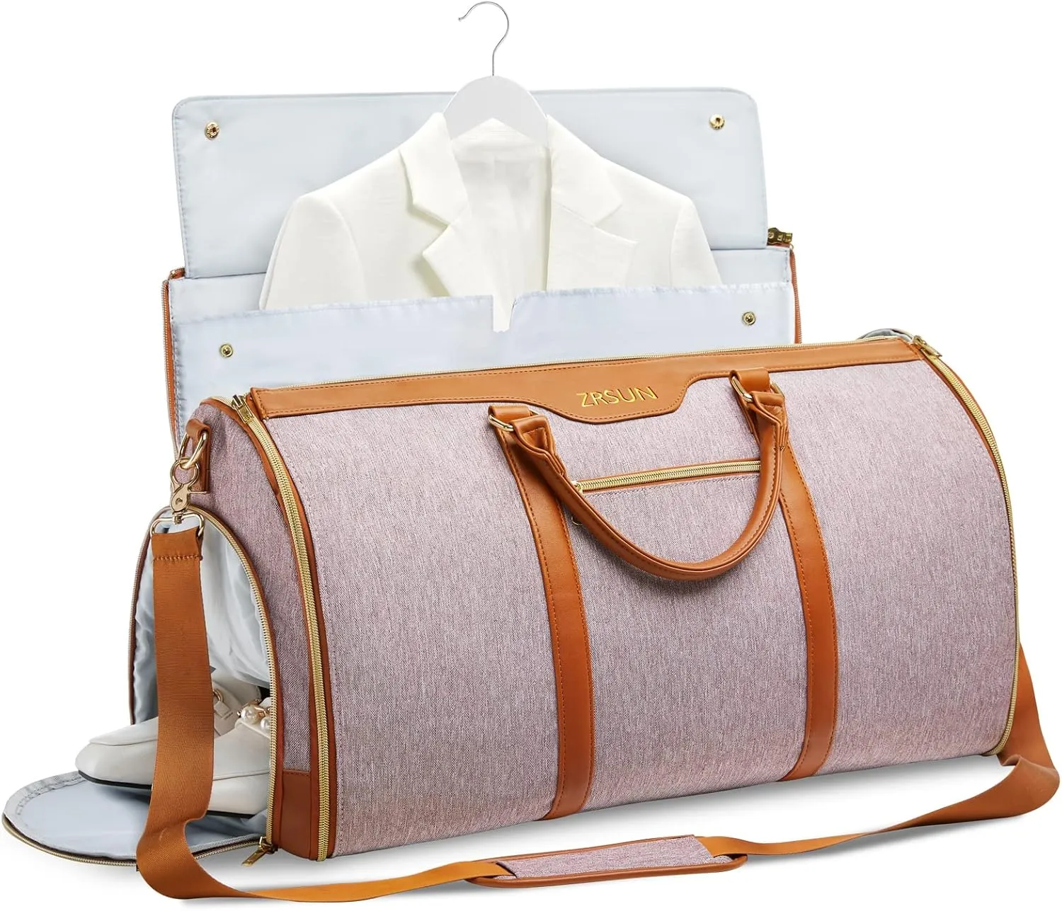 Garment Bag for Travel, Convertible Carry-On Duffel with Shoe Compartment, Waterproof & Wrinkle-Free Suit Carrier for Business Trips & Weekend Getaways, Foldable & Lightweight