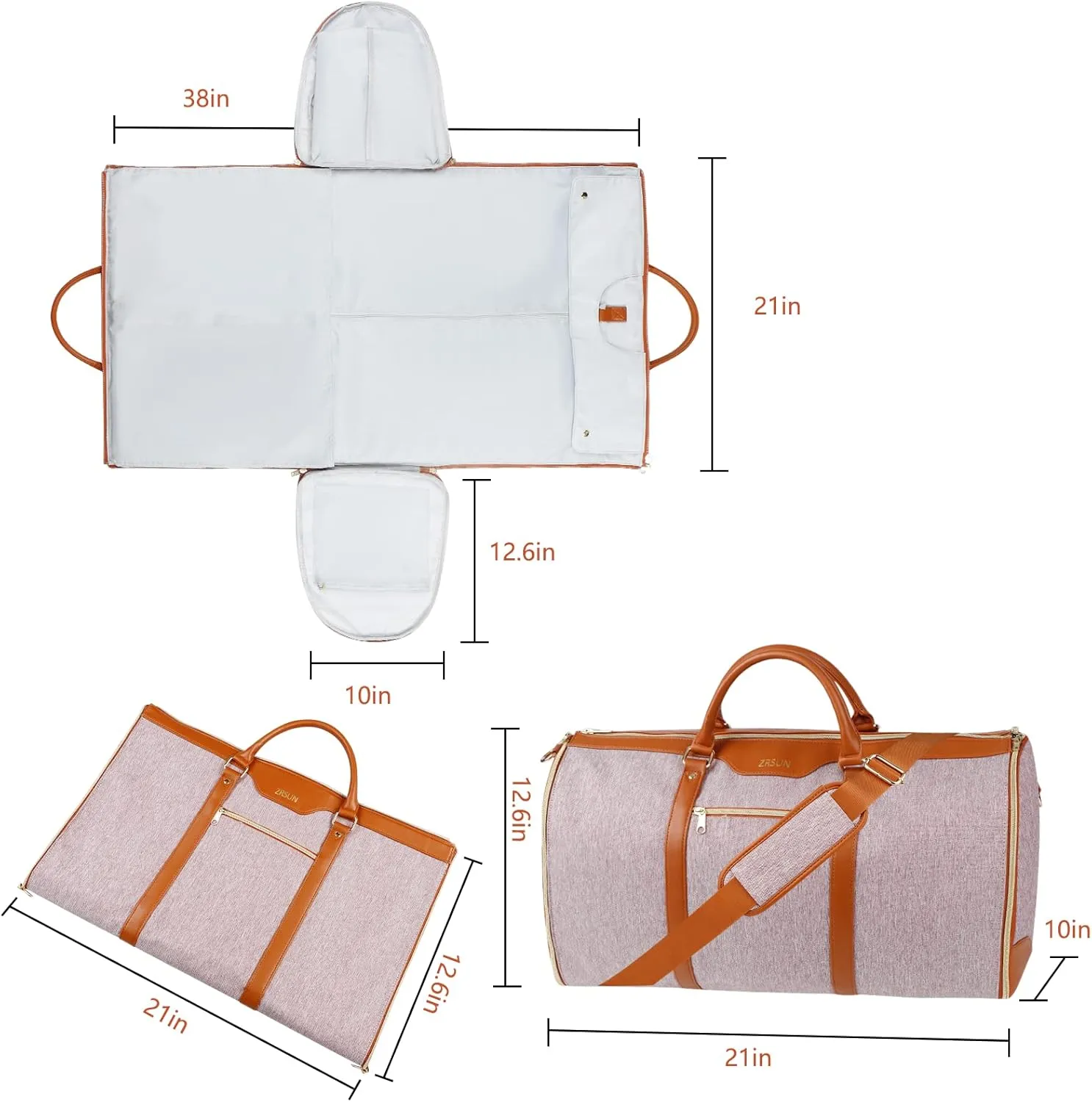 Garment Bag for Travel, Convertible Carry-On Duffel with Shoe Compartment, Waterproof & Wrinkle-Free Suit Carrier for Business Trips & Weekend Getaways, Foldable & Lightweight