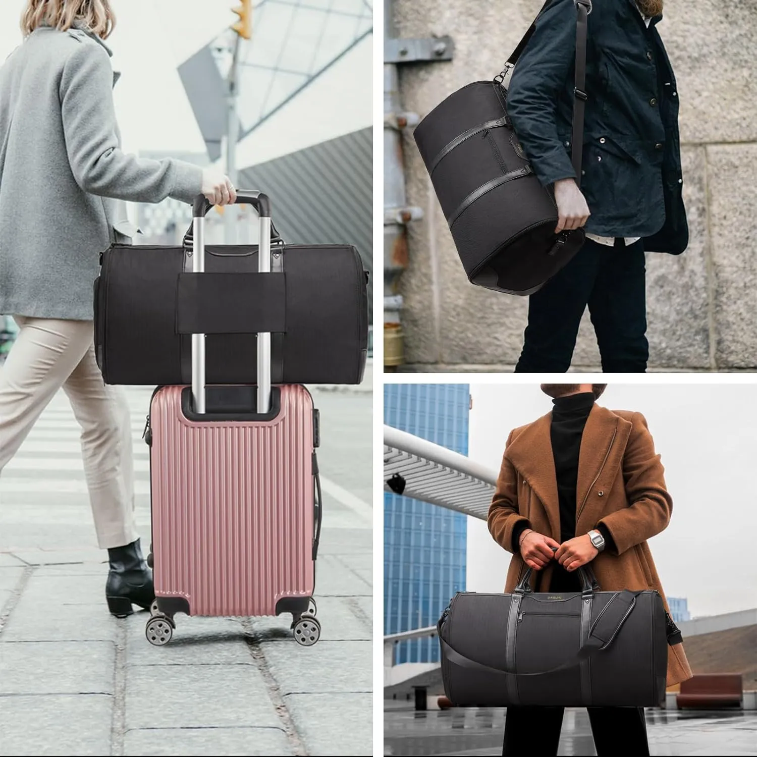 Garment Bags for Travel, Carry-On Suit Bag, Convertible Garment & Duffel Bag with Shoe Compartment, Perfect for Business Trips & Weekend Getaways, Blue