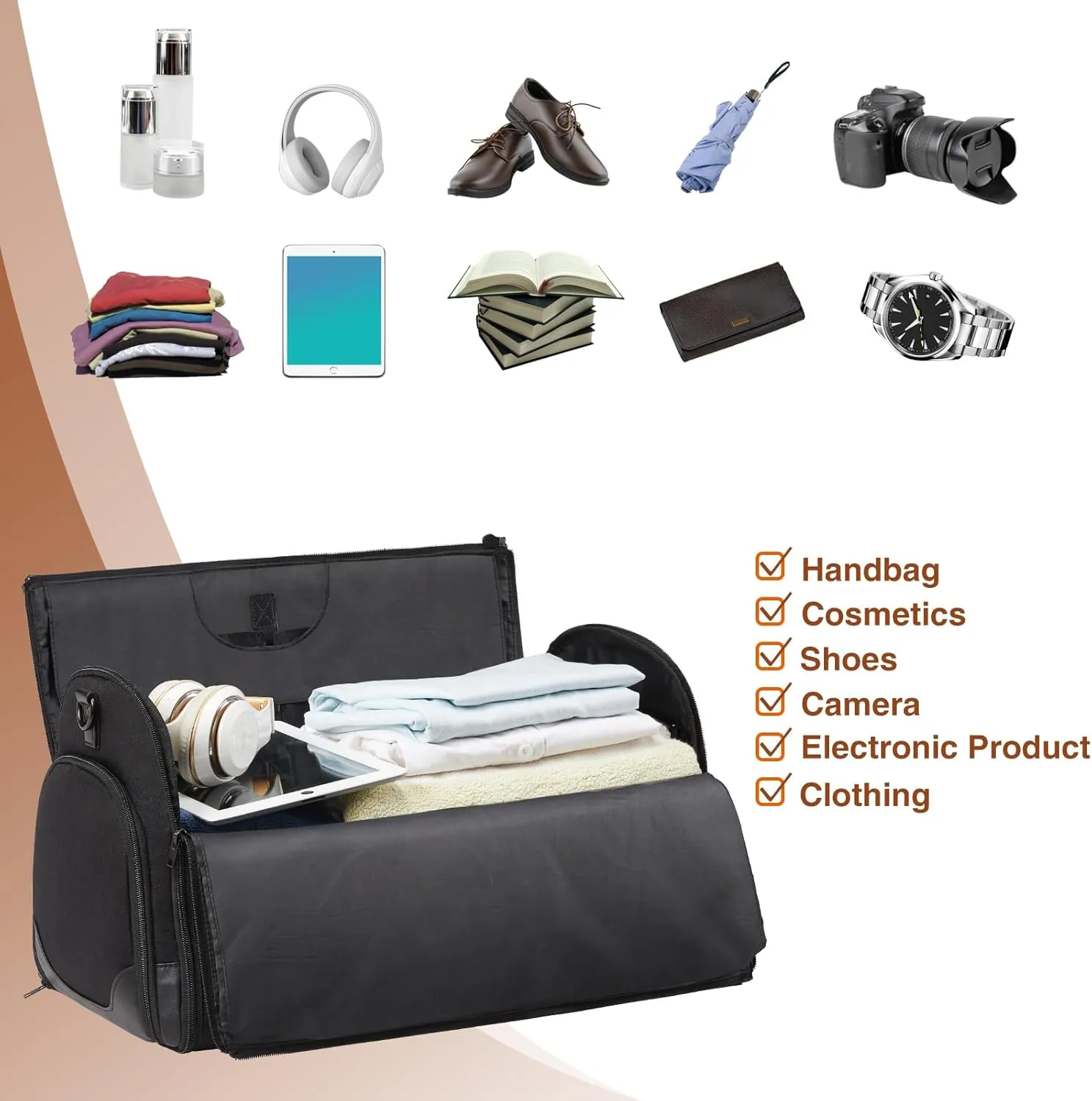 Garment Bags for Travel, Carry-On Suit Bag, Convertible Garment & Duffel Bag with Shoe Compartment, Perfect for Business Trips & Weekend Getaways, Blue