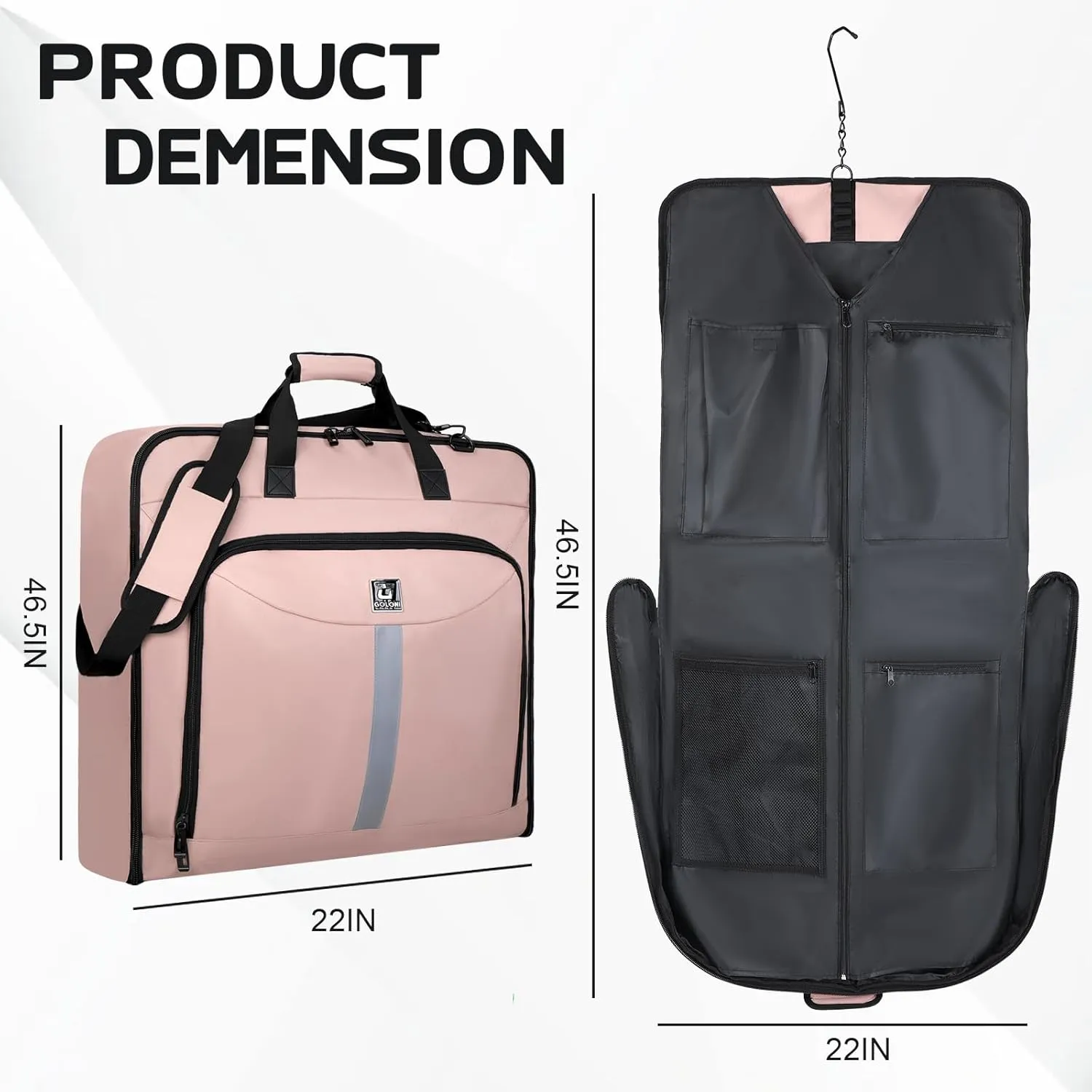 Garment Bags for travel,Hanging clothes Bag for Men Women,Suit Bags with Shoulder Strap,Wedding dress/shirt carry on luggage with fence hook,Wrinkle Free foldable duffle bag,Waterproof luux travel bag