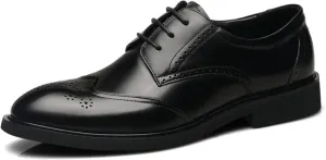Genuine Leather Brouges Shoes for Men, Lace Up Derby Shoe for Business Formal Dress Up (Color : Black, Size : 47)