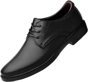 Genuine Leather Dress Shoes for Men, Luxury Cowhide Lace-Up Business Shoes, Wedding Height Increase Footwear, Casual Men's Loafers