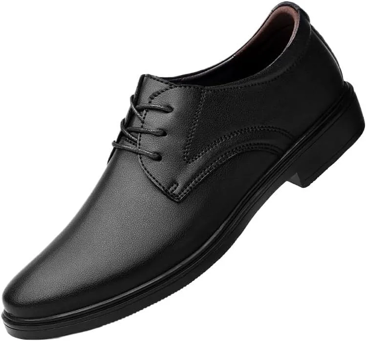 Genuine Leather Dress Shoes for Men, Luxury Cowhide Lace-Up Business Shoes, Wedding Height Increase Footwear, Casual Men's Loafers