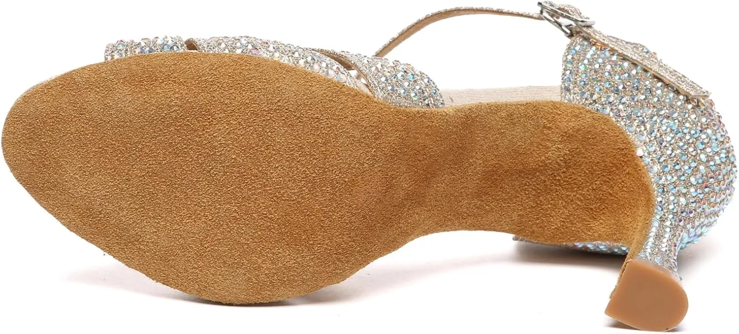 Glitter Dance Shoes for Women Rhinestones Bridal Wedding Formal Sandals