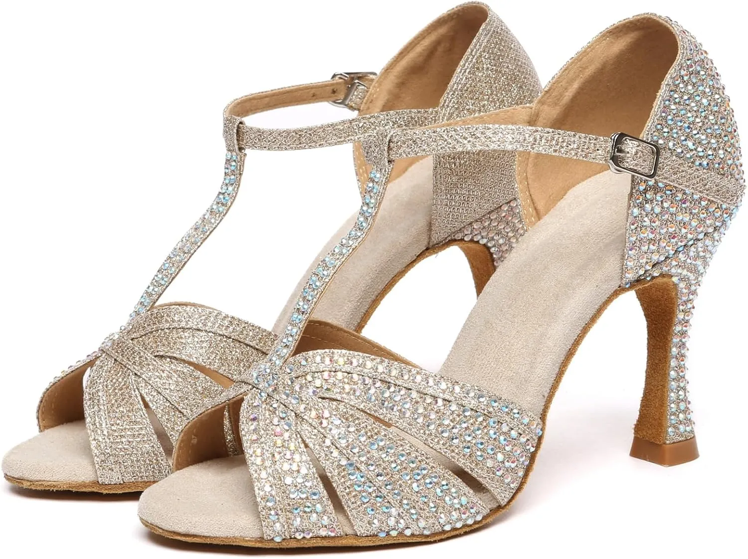 Glitter Dance Shoes for Women Rhinestones Bridal Wedding Formal Sandals