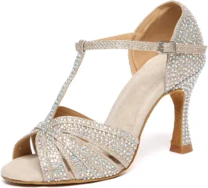 Glitter Dance Shoes for Women Rhinestones Bridal Wedding Formal Sandals