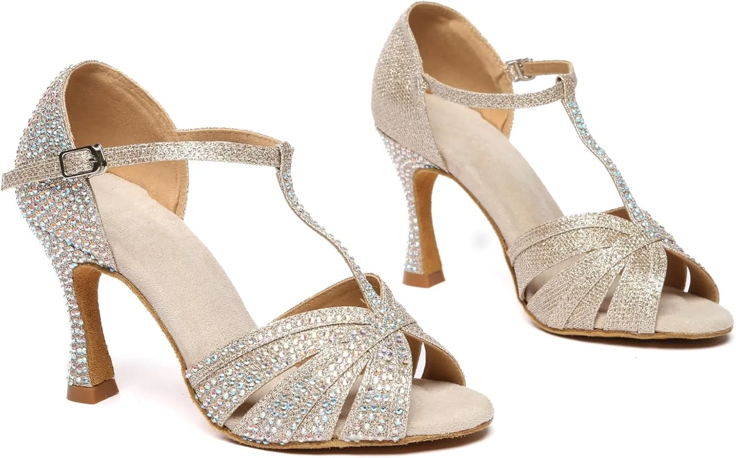 Glitter Dance Shoes for Women Rhinestones Bridal Wedding Formal Sandals