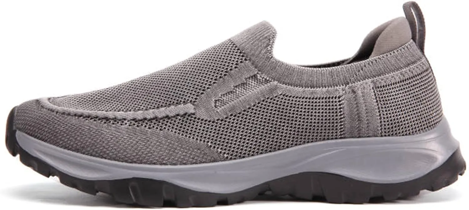 Go Tour Men's Walking Shoes - Casual Washed Knit Loafer Comfortable Slip On Athletic Sneakers