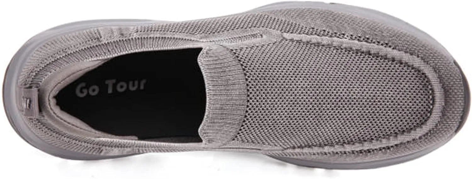 Go Tour Men's Walking Shoes - Casual Washed Knit Loafer Comfortable Slip On Athletic Sneakers
