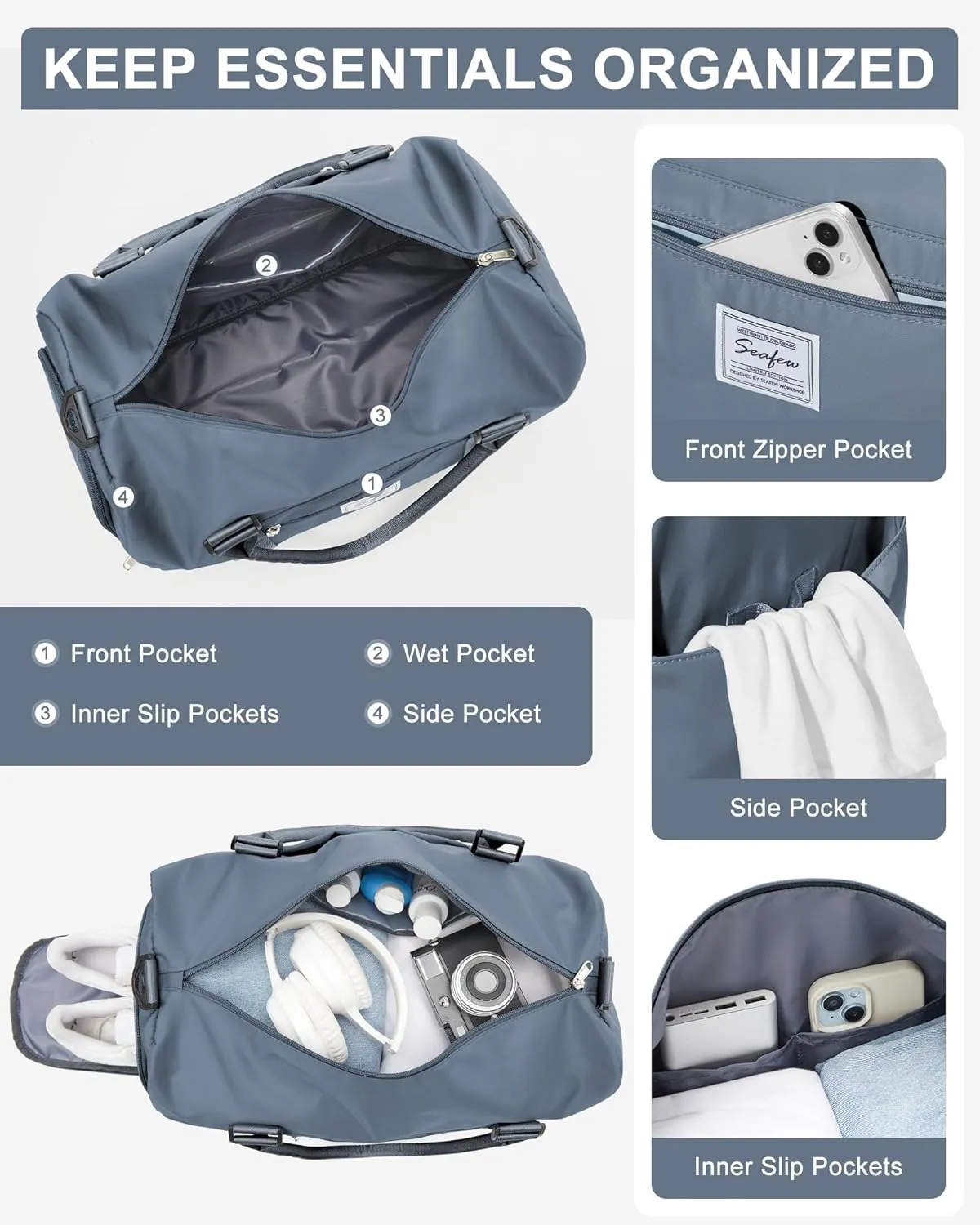 Gym Bags Womens Mens with Shoes Compartment and Wet Pocket Travel Duffel Bag for Women for Plane Sport Gym Tote Bags Swimming Yoga Waterproof Weekend Overnight Bag Carry on Bag Hospital Holdalls