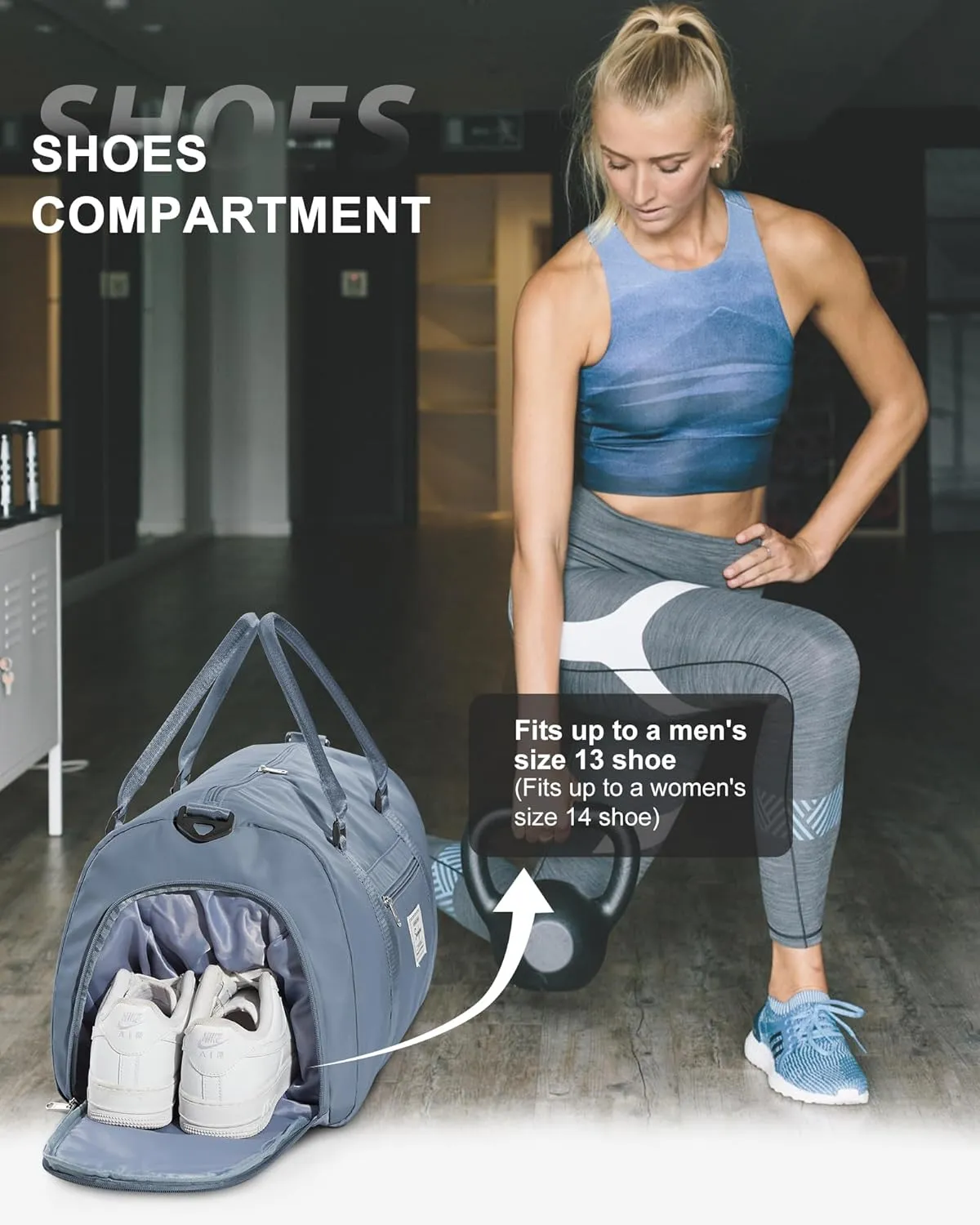 Gym Bags Womens Mens with Shoes Compartment and Wet Pocket Travel Duffel Bag for Women for Plane Sport Gym Tote Bags Swimming Yoga Waterproof Weekend Overnight Bag Carry on Bag Hospital Holdalls