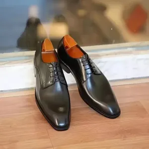 Handmade Men Black Lace Up Leather Derby Dress Shoe, Party Wear Shoe, Office Shoe