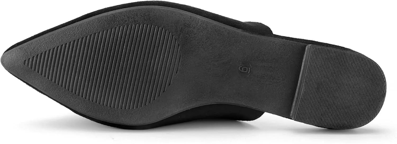 Hawkwell Women's Backless Slip on Slides Comfortable Loafer Shoes Flats Pointed Toe Mules