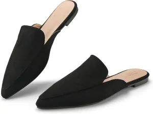 Hawkwell Women's Backless Slip on Slides Comfortable Loafer Shoes Flats Pointed Toe Mules