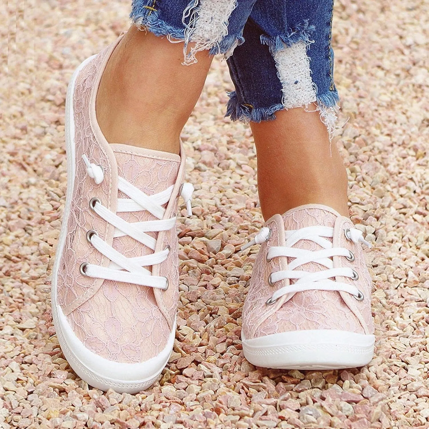 Hbeylia Canvas Shoes For Women Fashion Casual Plaid Lace Up Low Top Play Sneakers Lightweight Low Heels Slip On Flats Loafers Walking Shoes For Girls Running Outdoor Sports Driving