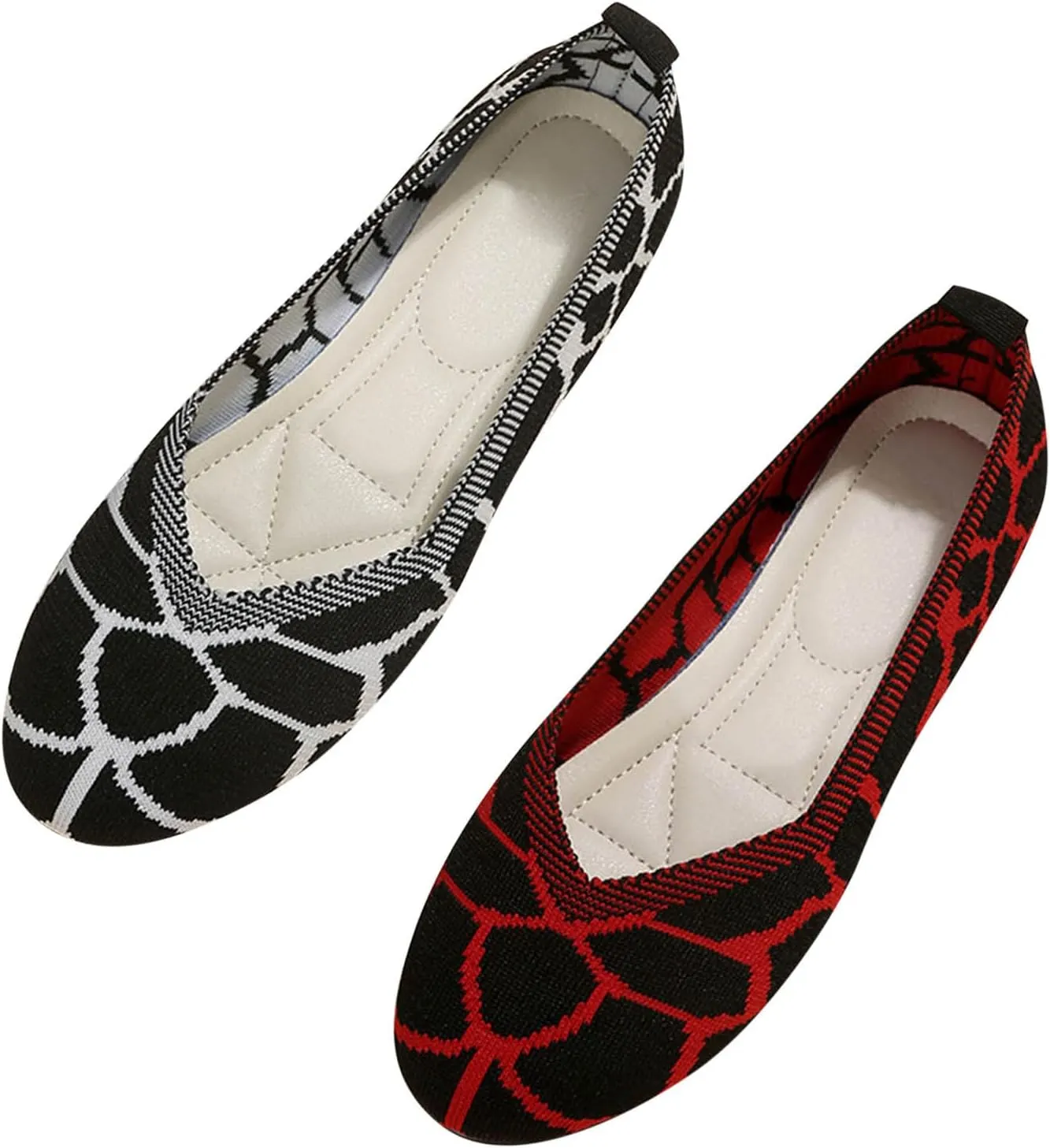 Hbeylia Fashion Loafers for Women Casual Spring Summer Breathable Knitted Round Toe Low Tops Canvas Shoes Slip On Flats Walking Shoes Non Slip Play Sneakers Loafers for Work Nurse