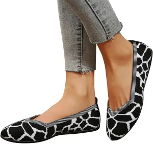 Hbeylia Fashion Loafers for Women Casual Spring Summer Breathable Knitted Round Toe Low Tops Canvas Shoes Slip On Flats Walking Shoes Non Slip Play Sneakers Loafers for Work Nurse