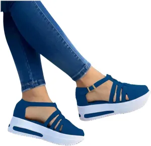 Hbeylia Women's Slip On Loafers Leather Wedge Low Heels Buckle Strap Mule Walking Shoes Sandals Oxfords Soft Comfortable Anti Slip Flats Shoes for Women Ladies